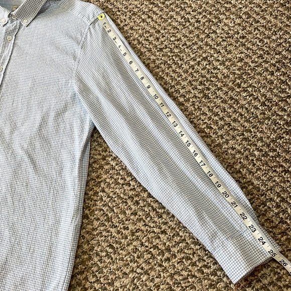 Collezione Cotton Shadow Check Long Sleeve Button Down Shirt - White/Blue - Picture 10 of 13